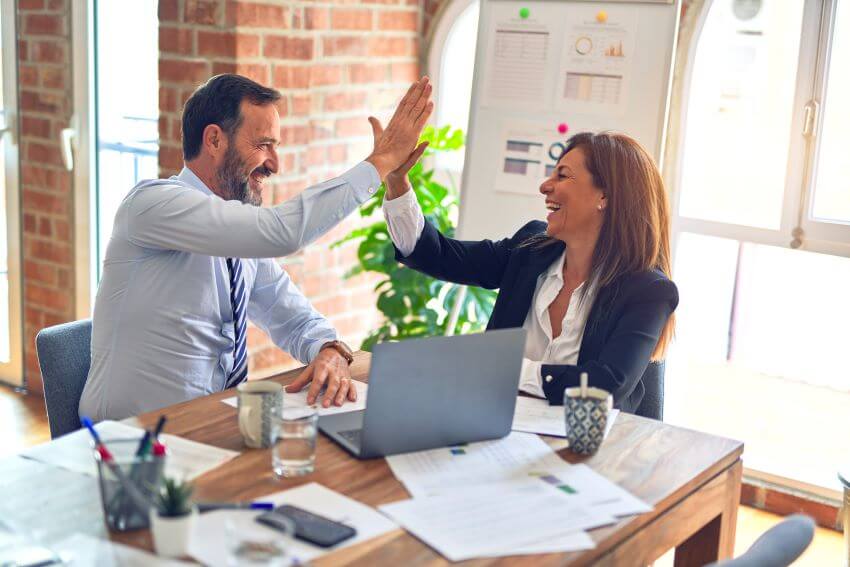 Man and Woman Working Together