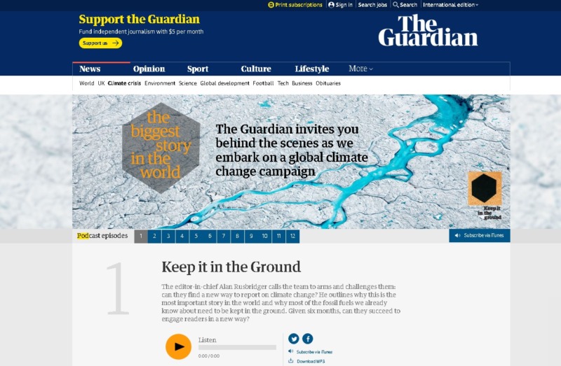 The Guardian's 12-part Sustainability Series Page