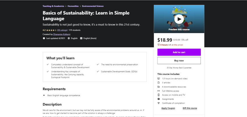 Basics of Sustainability Learn in Simple Language Online Course