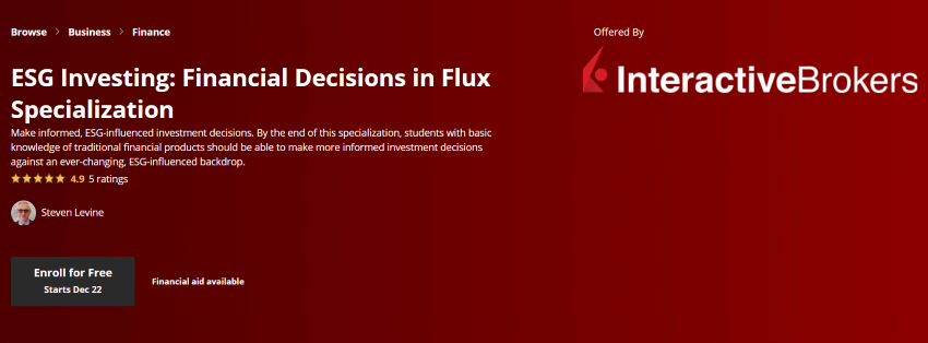 ESG Investing Financial Decisions in Flux Specialization Course