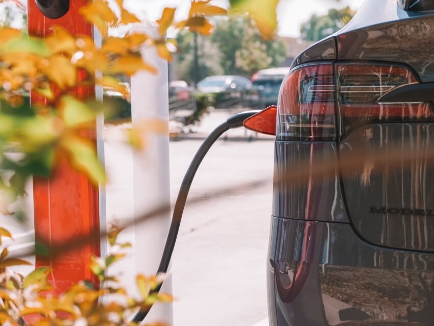 Electric Car Charging in a EV Charging Station