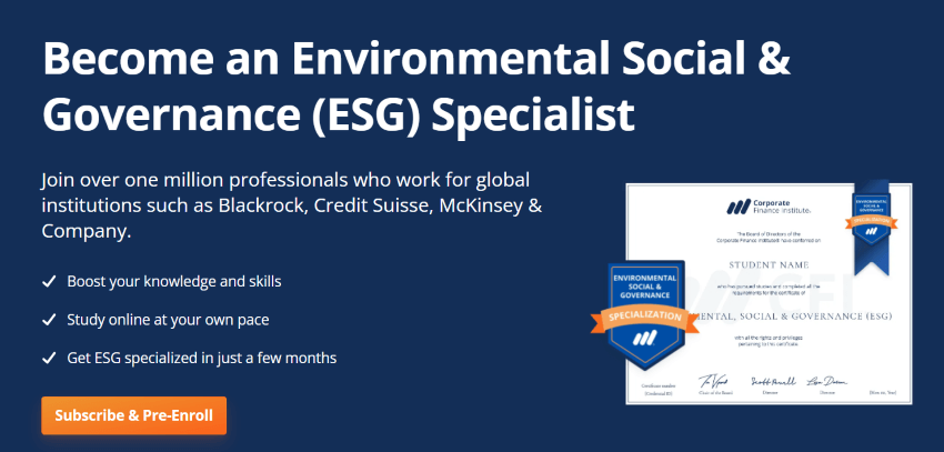 Environmental Social & Governance (ESG) Specialization from CFI