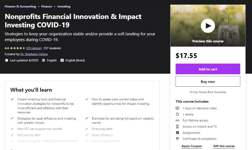 Nonprofits Financial Innovation Impact Investing COVID 19