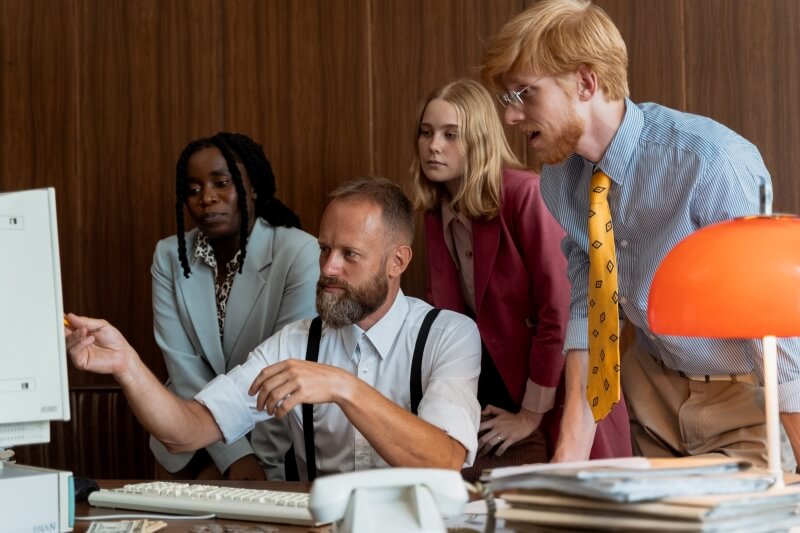 Employees Looking at the Computer Monitor