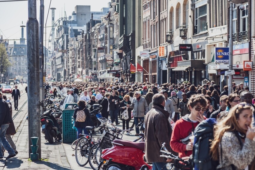 Crowd Walking on the Sidewalk