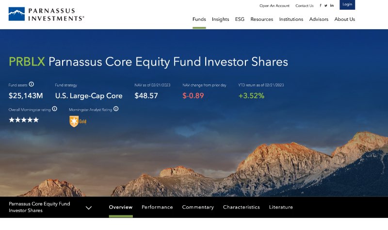 PRBLX Parnassus Core Equity Fund Investor