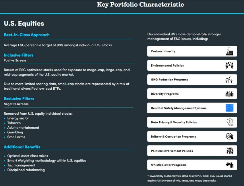 Personal Capital SRI Key Features