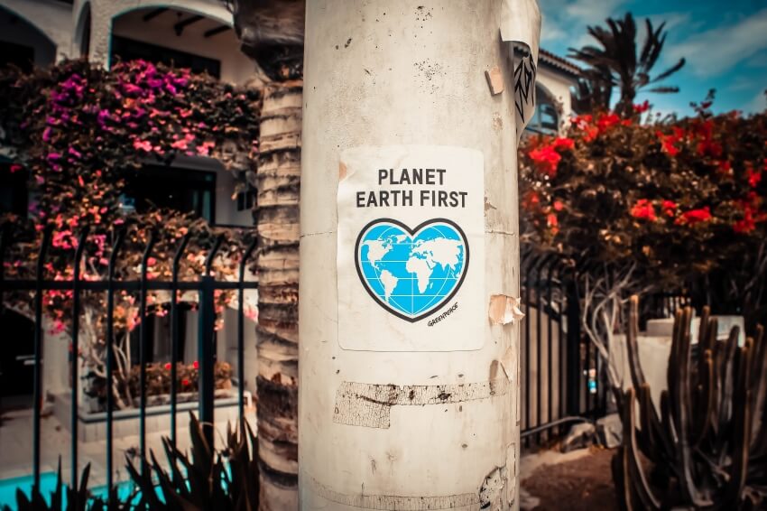 Planet Earth First Poster on a Post