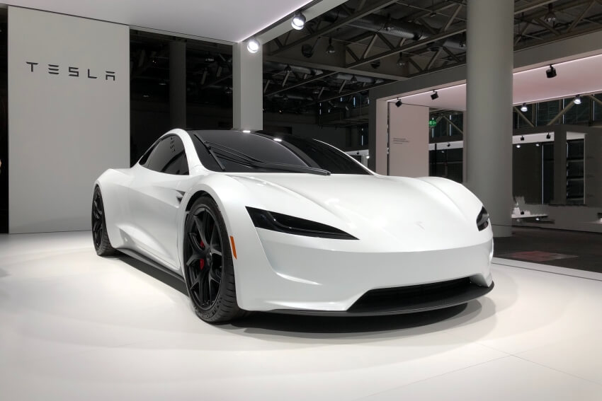 White Tesla Car on Display