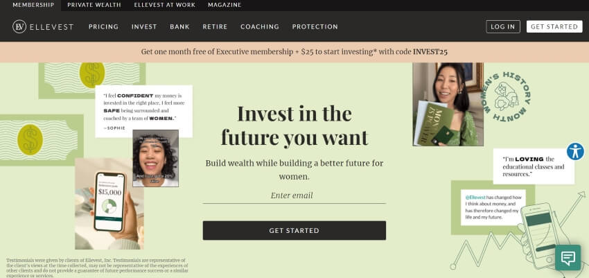 Ellevest Website Landing Page