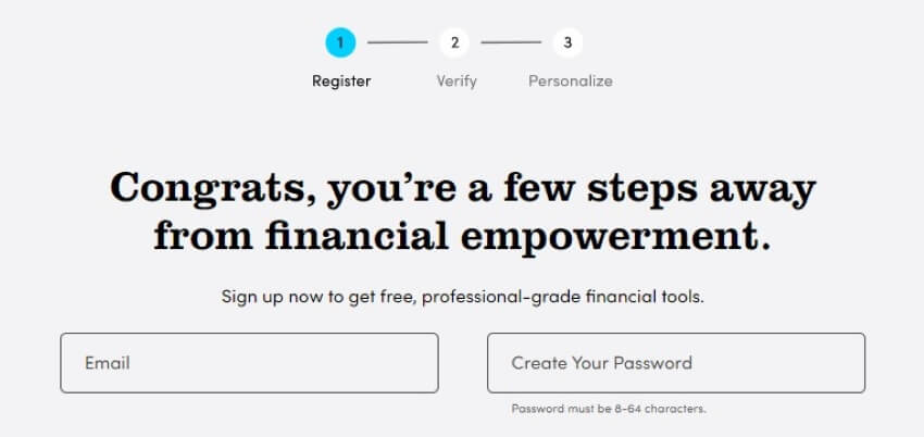 Personal Capital Sign Up Form