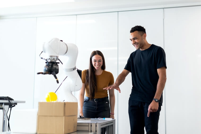 Man Showcasing Different Products on a Woman