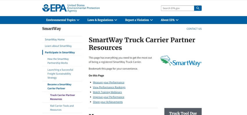 SmartWay Truck Carrier Website