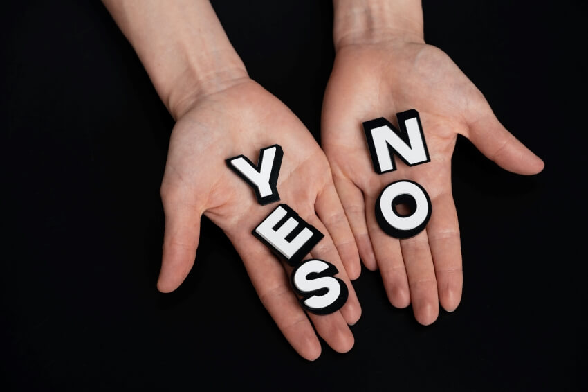 Holding a Yes and No Words