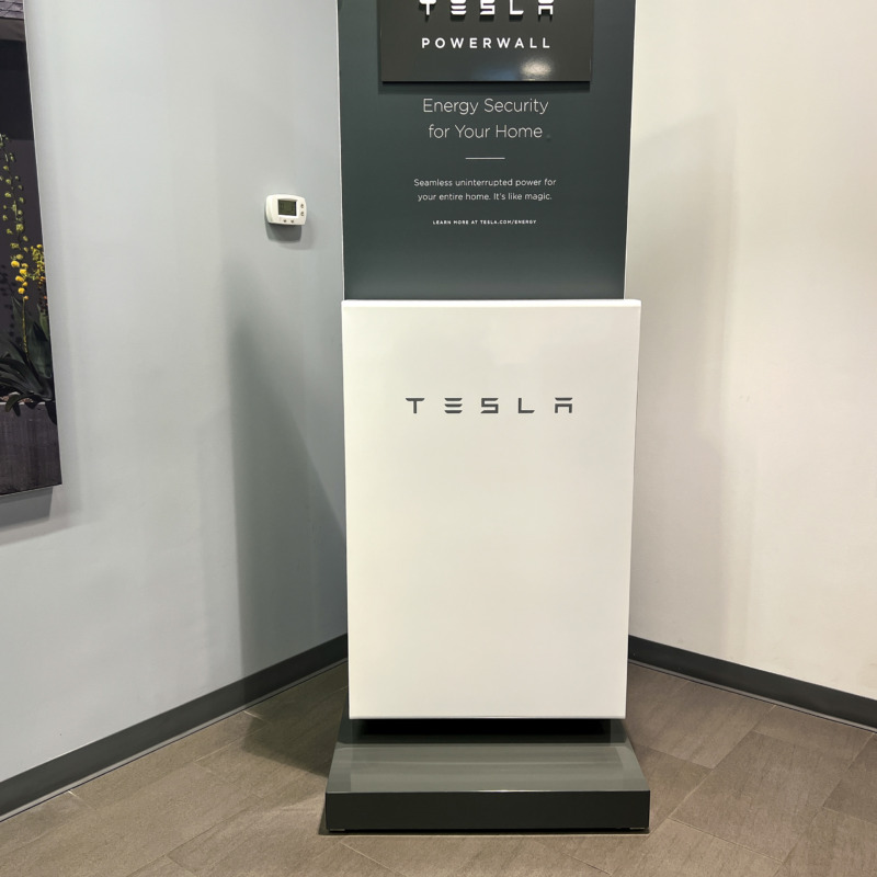 Tesla Powerwall on a Tesla dealership