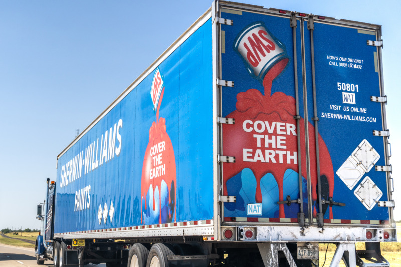 Sherwin Williams Truck with Cover the Earth Slogan