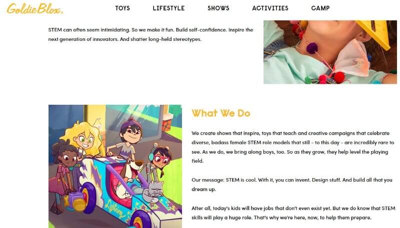 GoldieBlox Homepage