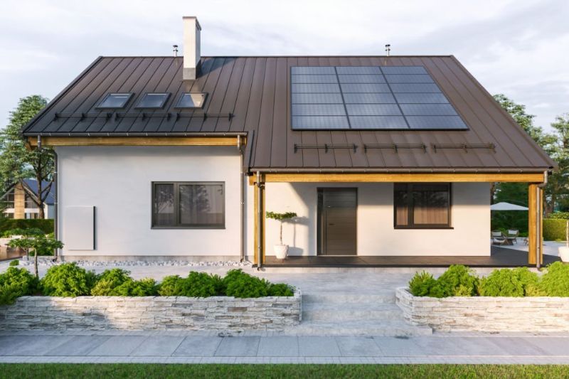 Modern house with solar panel system