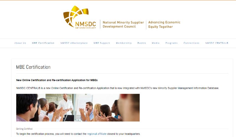 National Minority Supplier Development Council Webpage