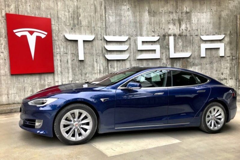 Blue Tesla Car