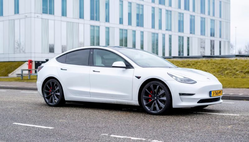 White Tesla Model 3 