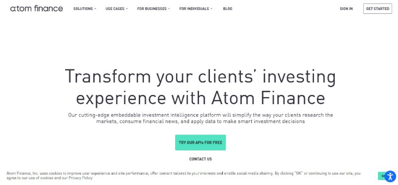 Atom Finance Webpage