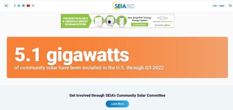 SEIA Landing Page