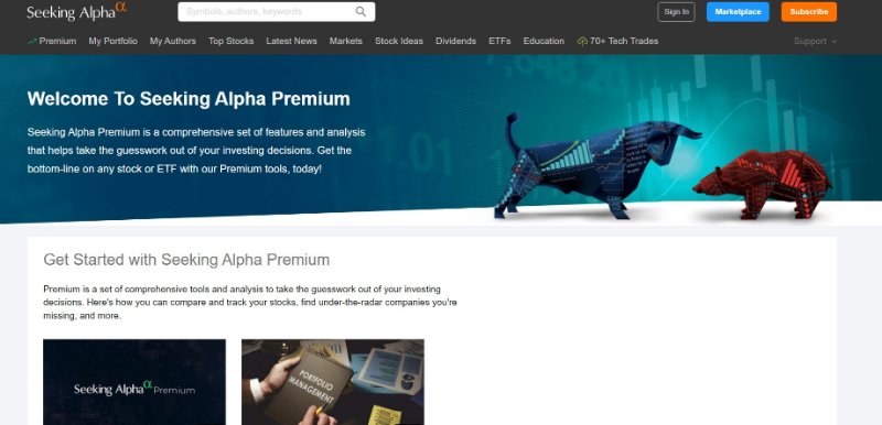 Seeking Alpha Premium Webpage