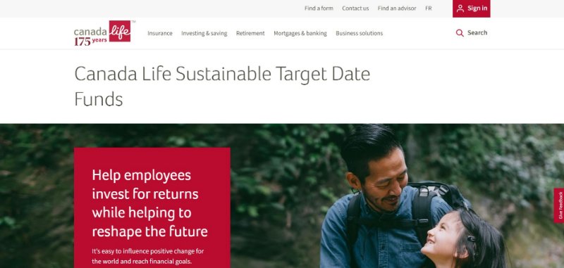 Canada Life Sustainable Target Date Funds Webpage