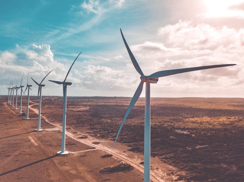 Row of Wind Turbines