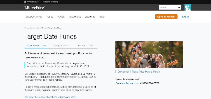 T. Rowe Price Target Date Funds Webpage