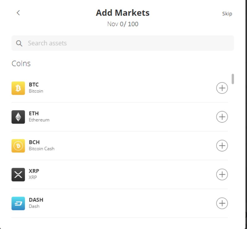 eToro Cryptocurrency Markets