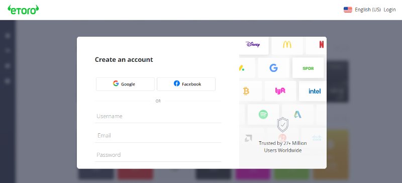 eToro Sign Up Form