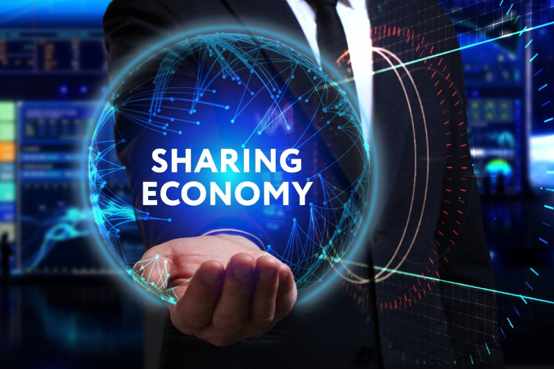 Man showing sharing economy concept