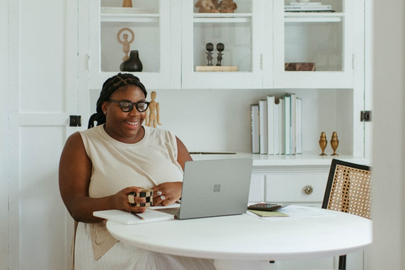 Woman using a MacBook