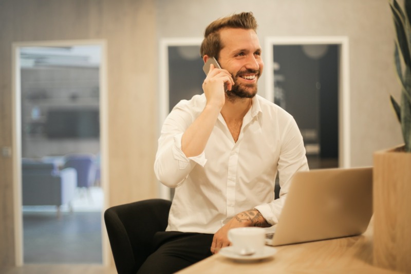 Man on business call