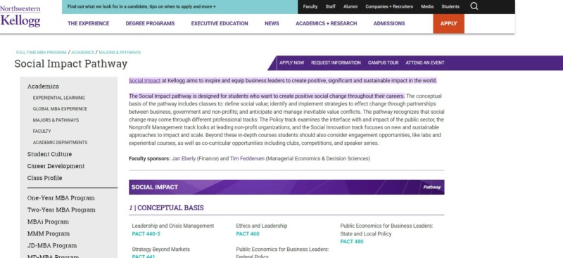 Northwestern Kellogg Social Impact Course