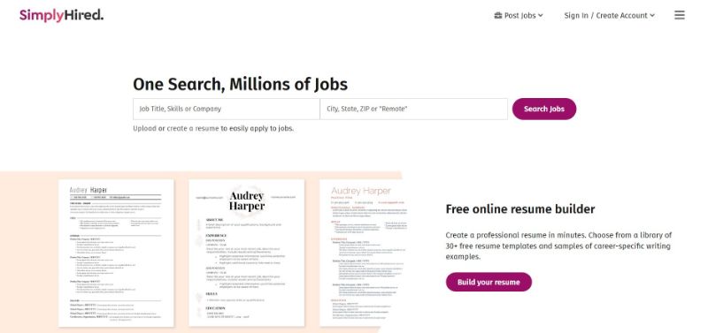 Simply Hired Homepage