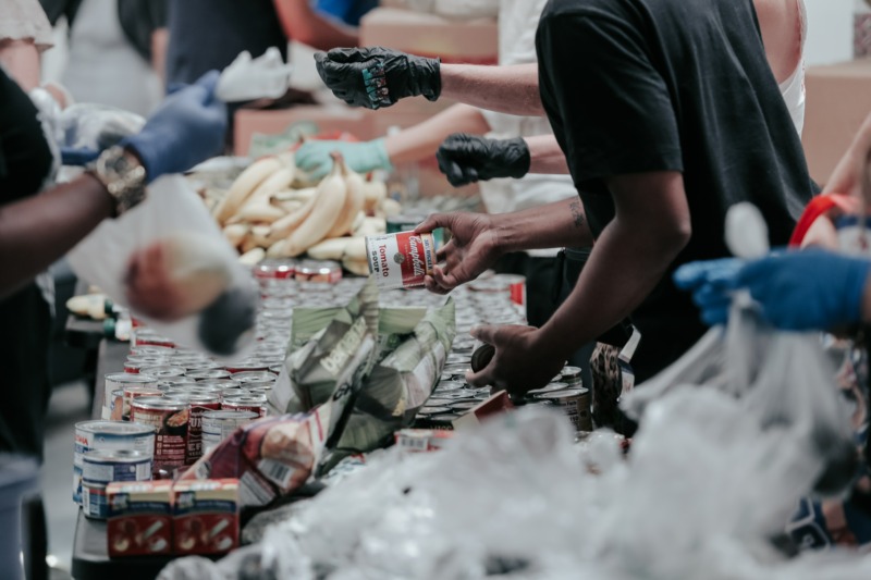 Social workers on a donation drive