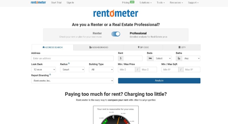 Rentometer Landing Page