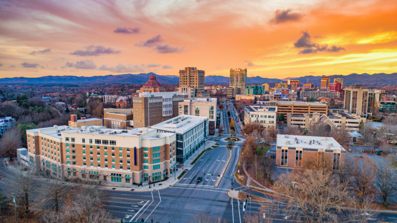 Sunset view in Asheville, North Carolina