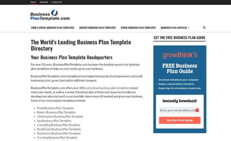 BusinessPlanTemplate.com Homepage