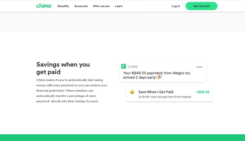 Savings when you get paid in Chime