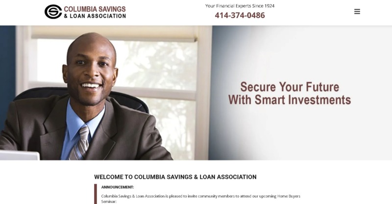 Columbia Savings and Loan Association Homepage