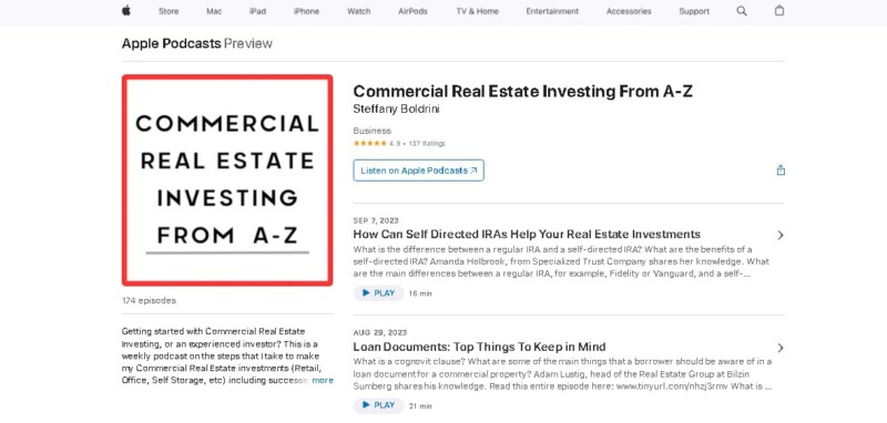 Commercial Real Estate Investing A – Z Podcast in Apple