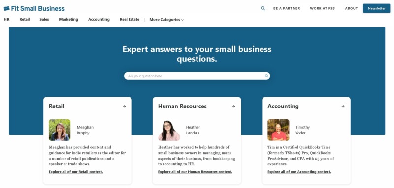 Fit Small Business Homepage