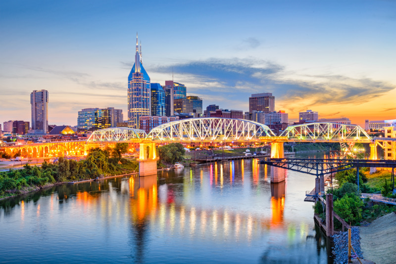 Sunset view in Nashville, Tennessee