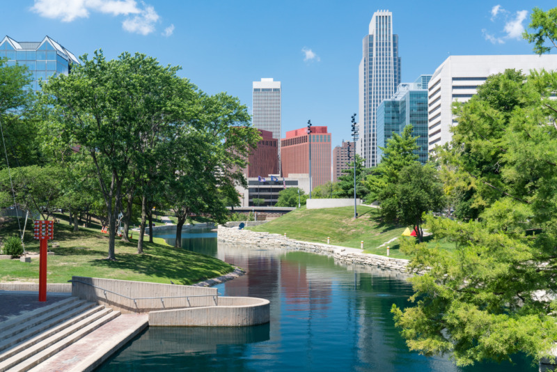 Omaha, Nebraska park and buildings