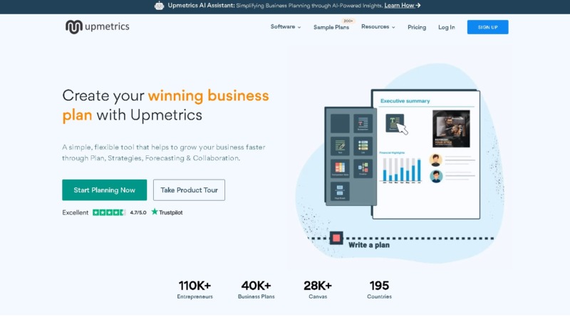 Upmetrics Homepage