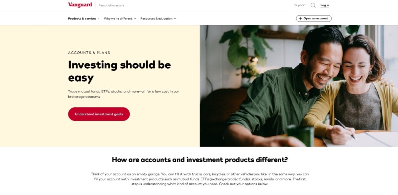 Vanguard Account Plans Page